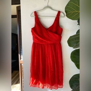 J. Crew Heidi Silk Chiffon Bridesmaid Dress Red 12 sleeveless Tank Criss Cross